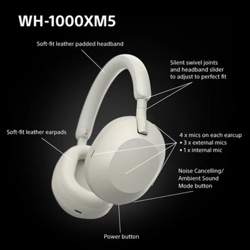 Sony WH-1000XM5 Noise Cancelling Wireless Over-Ear Headphones (International Warranty) & Huawei Band 9 Gift
