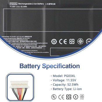 Wefly PG03XL Laptop Battery Compatible for HP Gaming 15-dk0xxx 15-dk1xxx 15-dk2xxx 15-ec0xxx 15-ec1xxx 15-ec2xxx 16-a0xxx 15-dk0015la 15-dk0001la 15-dk0001la 15-dk0001la 15-dk0001la 0007ng HSTNN-DB9G