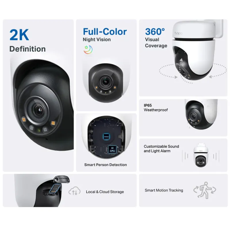 Tapo C510W V2 Wi-Fi Pan & Tilt Outdoor Security Camera 2K 3MP 3.9mm (Mic) Tapo C510W V2 Wi-Fi Pan & Tilt Outdoor Security Camera 2K 3MP 3.9mm (Mic)