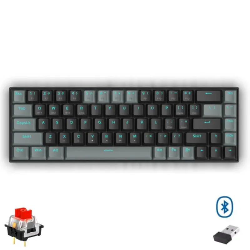 Redragon Gwern Dual Mode Wireless Bluetooth Mechanical Keyboard - Red Switch, Black/Grey Redragon Gwern Dual Mode Wireless Bluetooth Mechanical Keyboard - Red Switch, Black/Grey