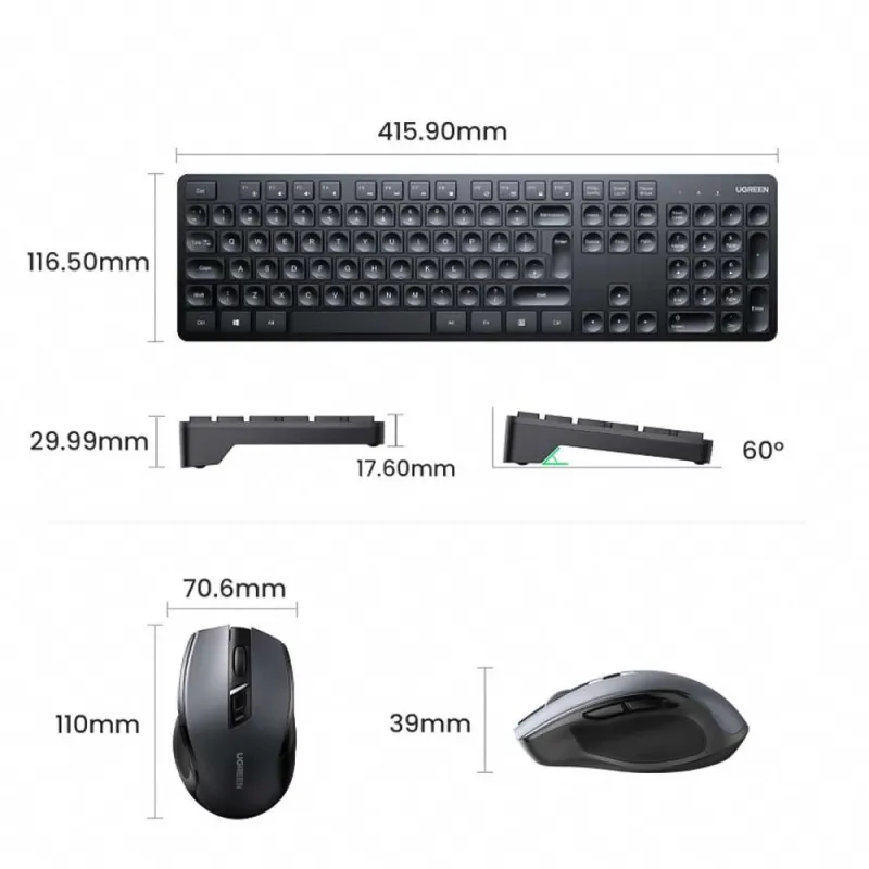 Ugreen MK006 Wireless Keyboard & Mouse Combo English & Arabic Ugreen MK006 Wireless Keyboard & Mouse Combo English & Arabic