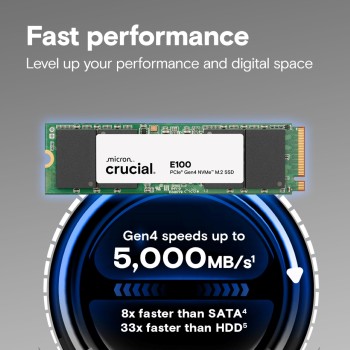 Crucial E100 2TB PCIe Gen4 NVMe M.2 SSD