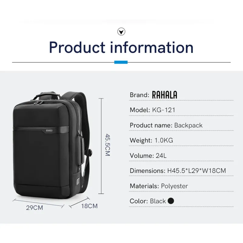 Rahala KG-121 laptop backpack-Black Rahala KG-121 laptop backpack-Black
