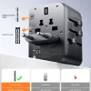 Joyroom Universal Travel Adapter, AC and 5 USB Ports - JR-TCW02, Black, 65 Watt