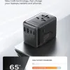 Joyroom Universal Travel Adapter, AC and 5 USB Ports - JR-TCW02, Black, 65 Watt