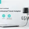 Joyroom Universal Travel Adapter, AC and 5 USB Ports - JR-TCW02, Black, 65 Watt