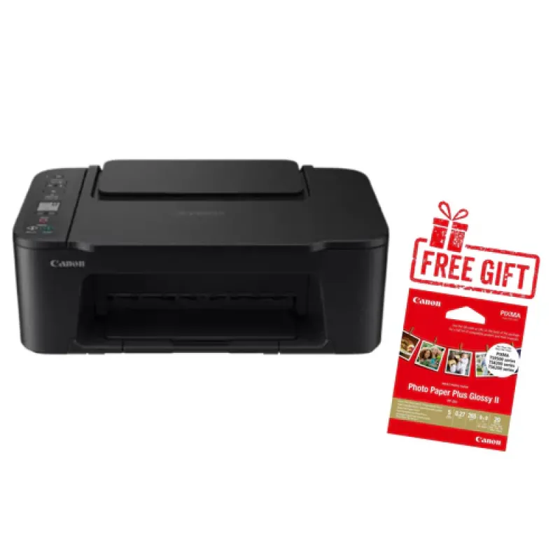 Canon PIXMA TS3640 Wireless Color All-in-One Inkjet Photo Printer, Print, Copy & Scan - Black & Canon Photo Paper Plus Glossy II PP-201 Gift