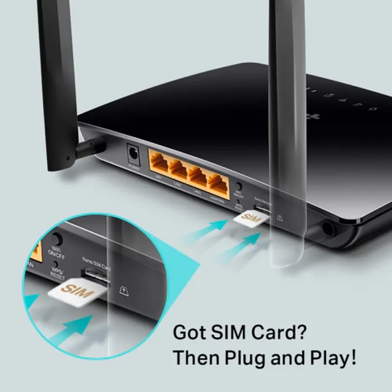 TP-LINK AC750 Dual Band WIFI 4G LTE Router - MR200- Black TP-LINK AC750 Dual Band WIFI 4G LTE Router - MR200- Black