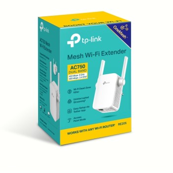 TP-Link RE205 AC750 Wi-Fi Range Extender with 2 External Antennas - White