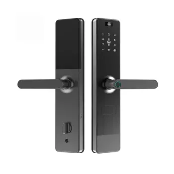 Lezn Smart Lock K80 With Fingerprint and Password, Anti-Theft Alarm - Matte Black Frame